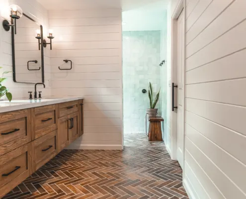 Weston bathroom remodel with refined tile and vanity detailing